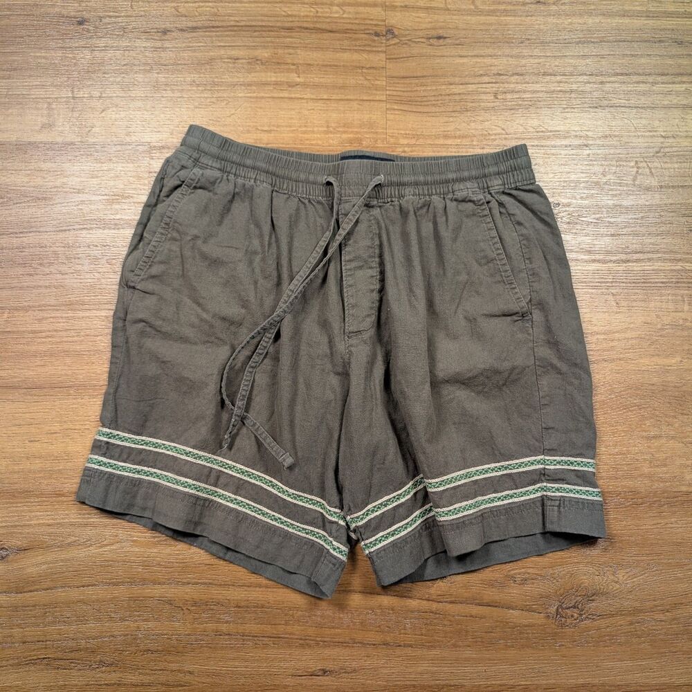 Abercrombie & Fitch Shorts Womens S Green Linen Blend Embroidered Boho Relaxed